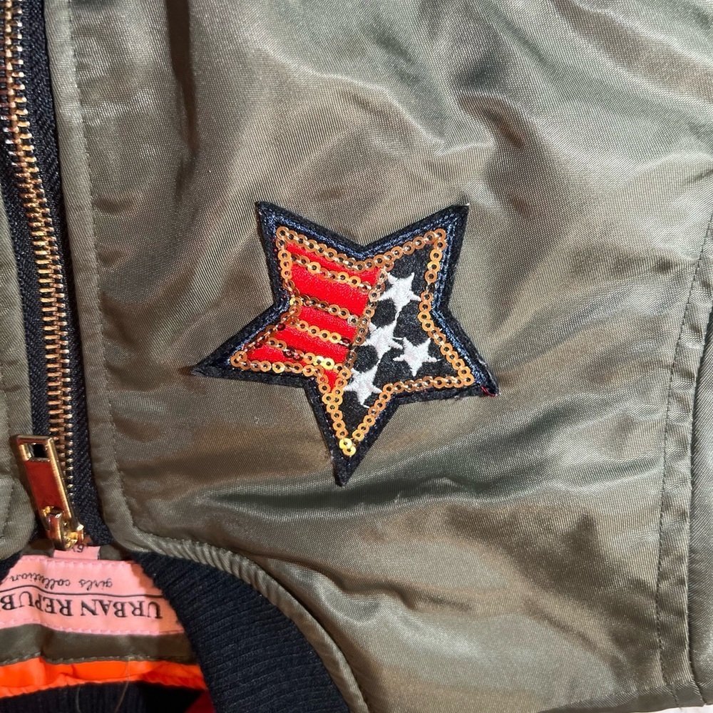 Urban Republic Sequence Patched Kid Girl's Bomber Jacket | Green | - Picture 6 of 6